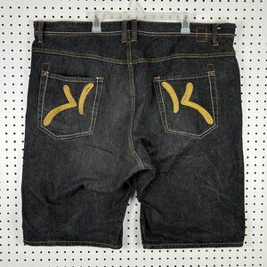 Karl Kani Gold Denim Jean Shorts Size 48 Streetwear Hip Hop‎ Black Stitched 90s